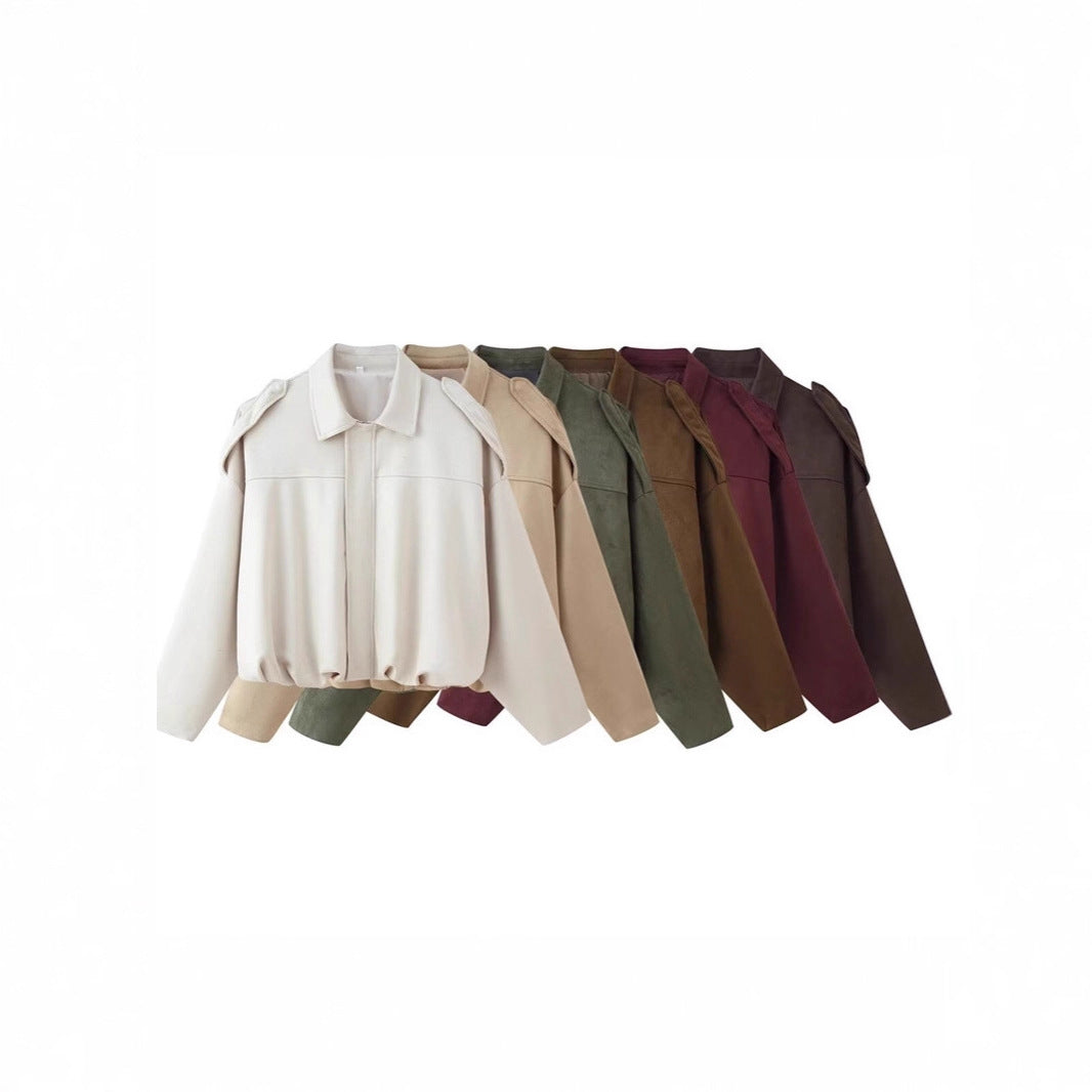 Damen Kurzgeschnittene Oversize Blousonjacke mit Schulterklappen – Célinea