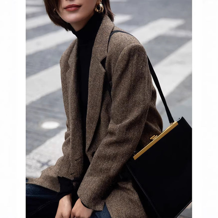 Damen Eleganter Tweed Blazer Echoarchiv