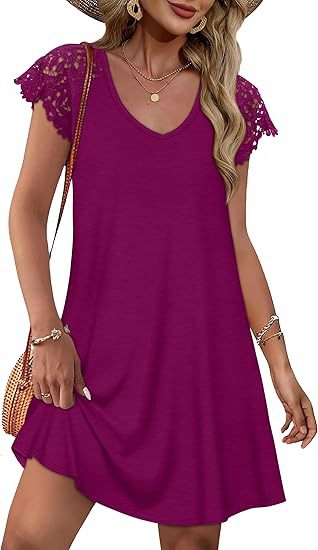 Damen Sommerkleid mit eleganten Spitzenärmeln und floralem Muster Echo Archiv