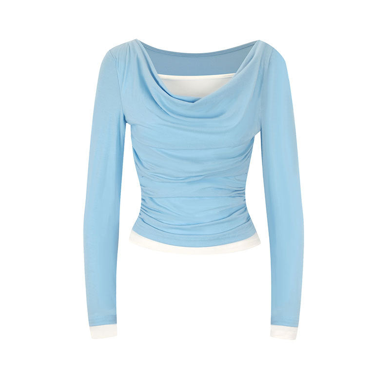 Damen figurbetontes Longsleeve mit elegantem Raffungseffekt und tiefem Ausschnitt Echo Archiv