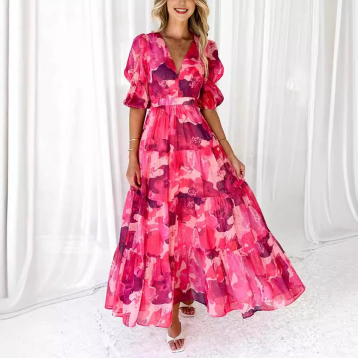 Damen nan mehrlagiges Maxikleid im Volant‑Stufenlook mit V‑Ausschnitt und geraffter Empire‑Taille Echo Archiv