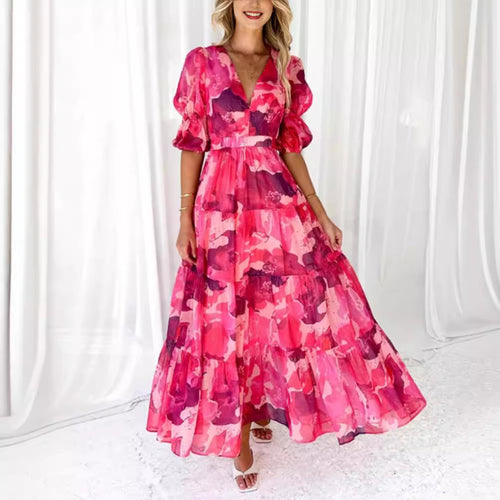 Damen nan mehrlagiges Maxikleid im Volant‑Stufenlook mit V‑Ausschnitt und geraffter Empire‑Taille Echo Archiv