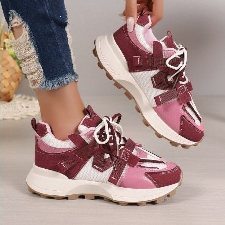 Damen Chunky-Plateau-Sneaker mit atmungsaktivem Mesh und montierten Riemen – Névara