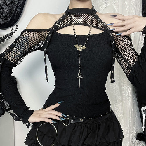 Damen modisches Oberteil mit einzigartigem Cut-Out-Design und Netzdetails Echo Archiv