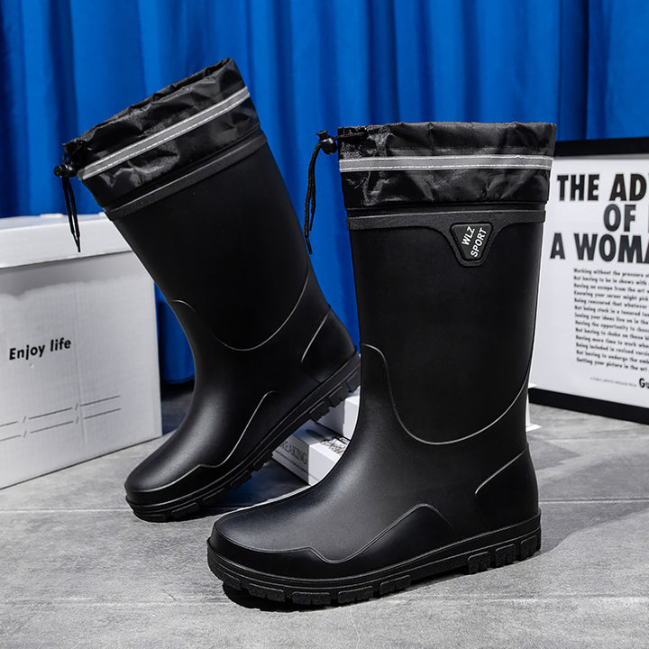Herren Outdoor-Gummistiefel mit Thermokragen, Zugkordelverschluss und rutschfester Profilsohle Echoarhiv
