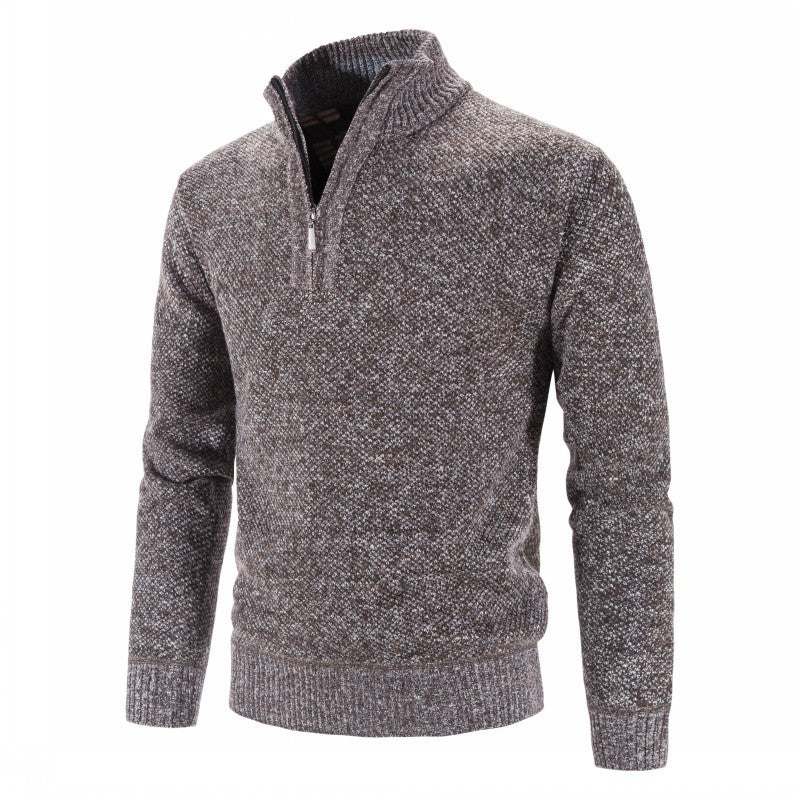 Herren modischer Strickpullover mit halbem Reißverschluss und strukturiertem Design Echoarchiv