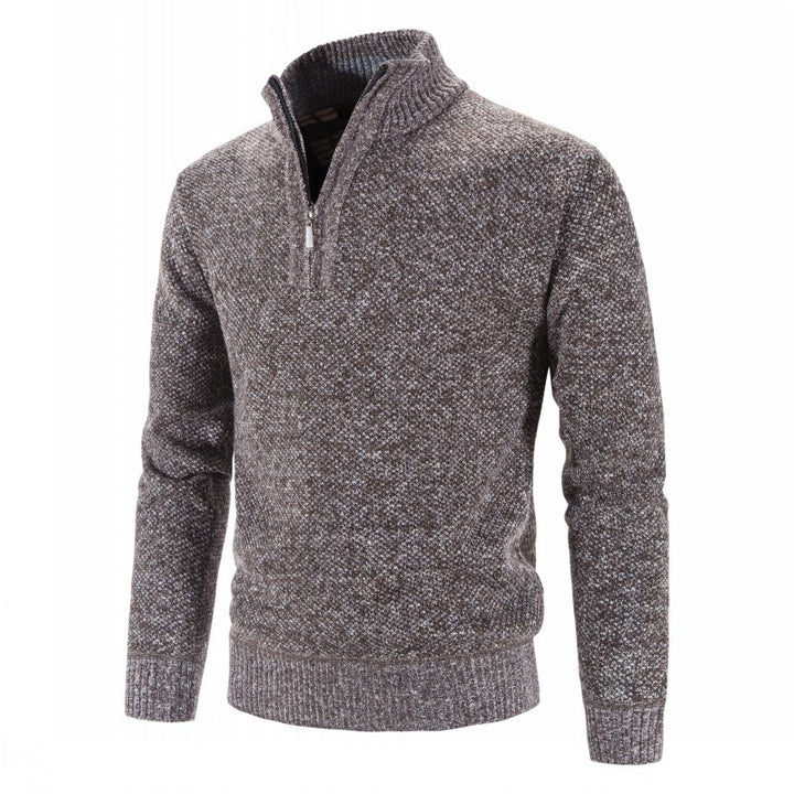 Herren modischer Strickpullover mit halbem Reißverschluss und strukturiertem Design Echoarchiv