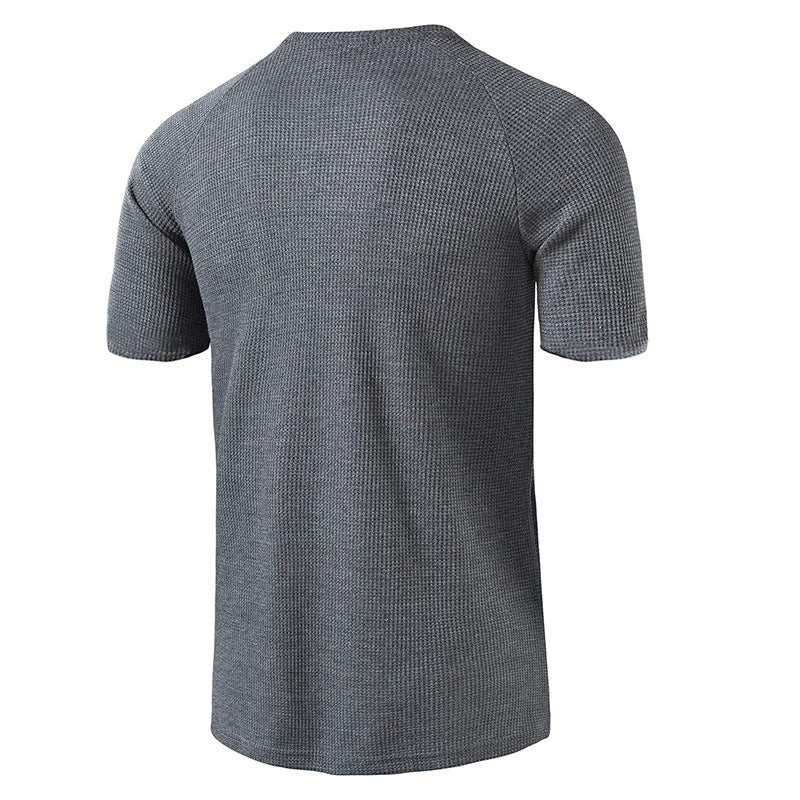 Herren Kurzarm-Henley-Shirt aus weichem, atmungsaktivem Baumwollmix mit praktischer Knopfleiste Echoarchiv