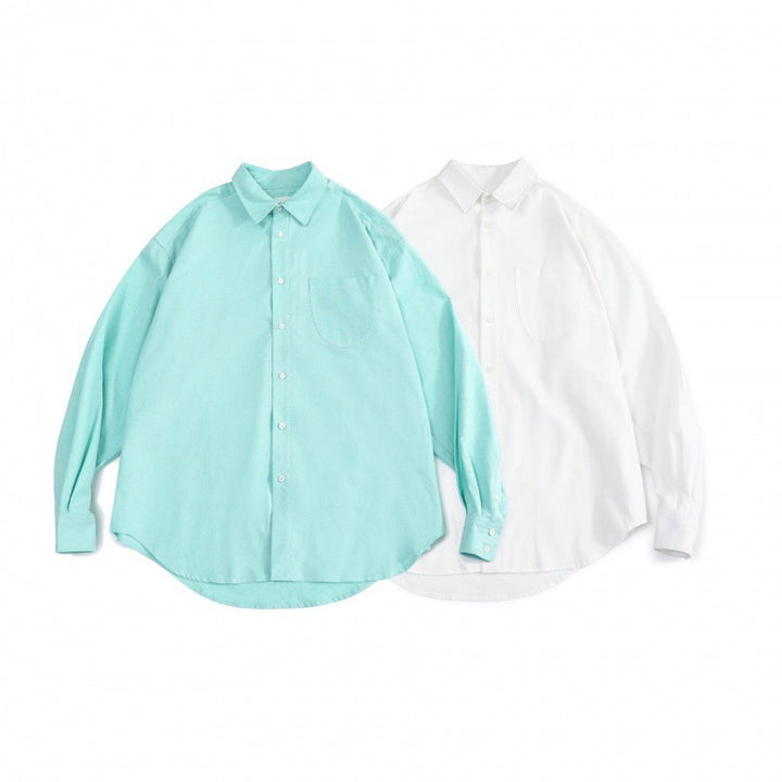 Unisex Oversize‑Hemd aus feinem Oxford‑Baumwollstoff mit Brusttasche und abgerundetem Saum Echo Archiv