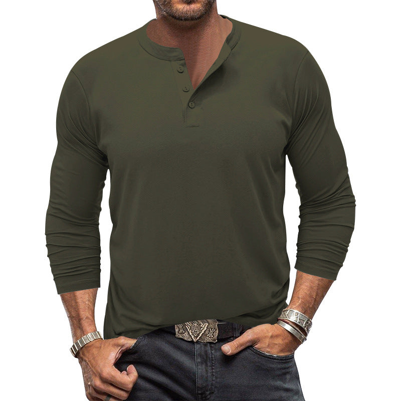 Herren Langarm-Henley-Shirt mit praktischem Knopfdesign Echoarchiv