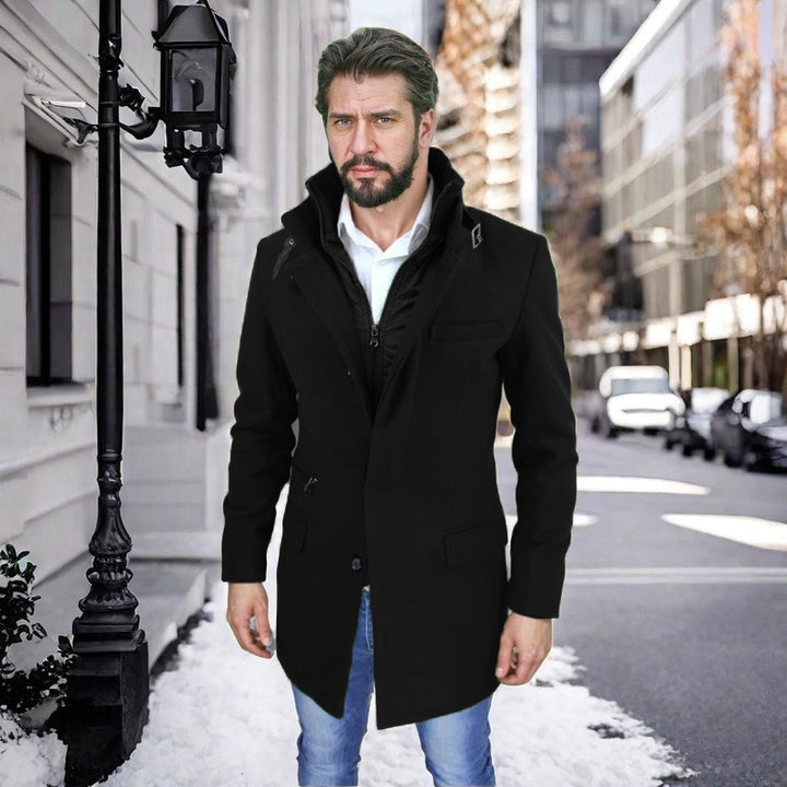 Herren stylischer und funktioneller Übergangs-Mantel mit abnehmbarer Innenjacke Echoarchiv