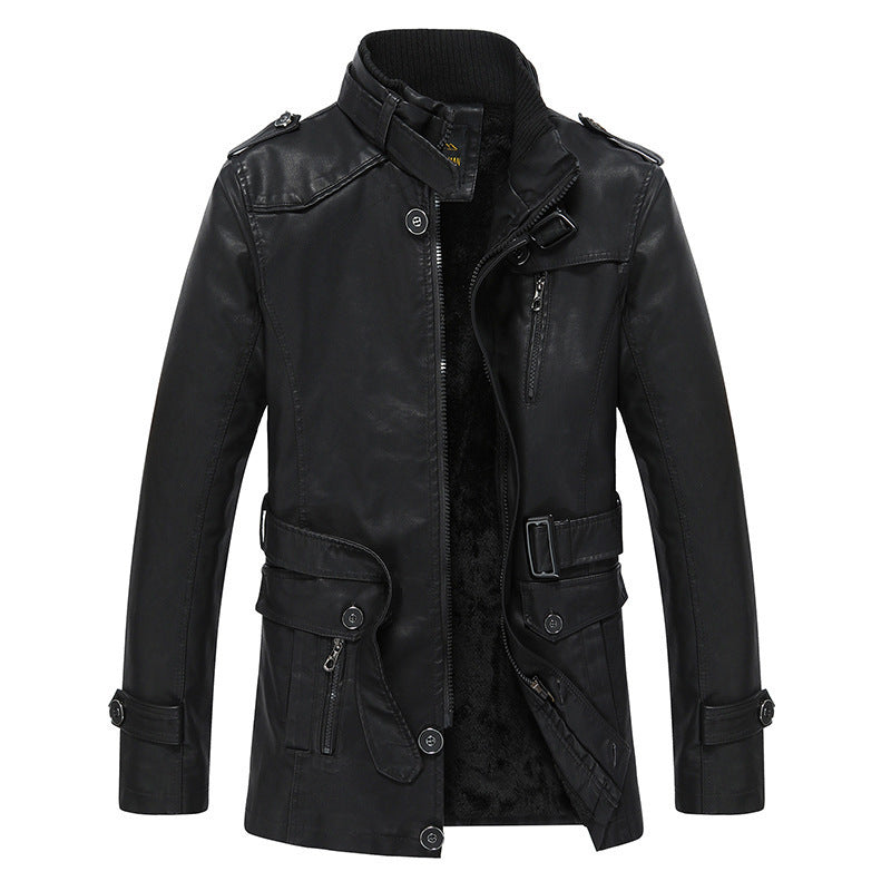 Herren Modische Kunstlederjacke mit praktischen Taschen Echo Archiv