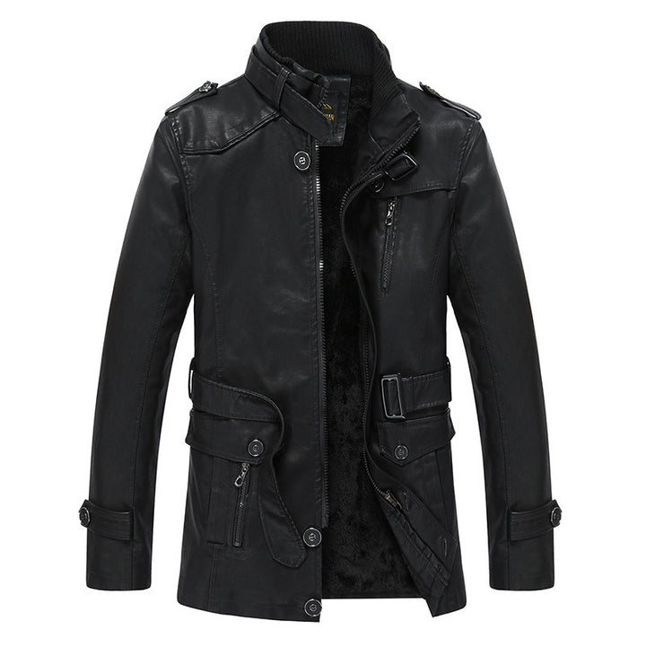 Herren Modische Kunstlederjacke mit praktischen Taschen Echo Archiv