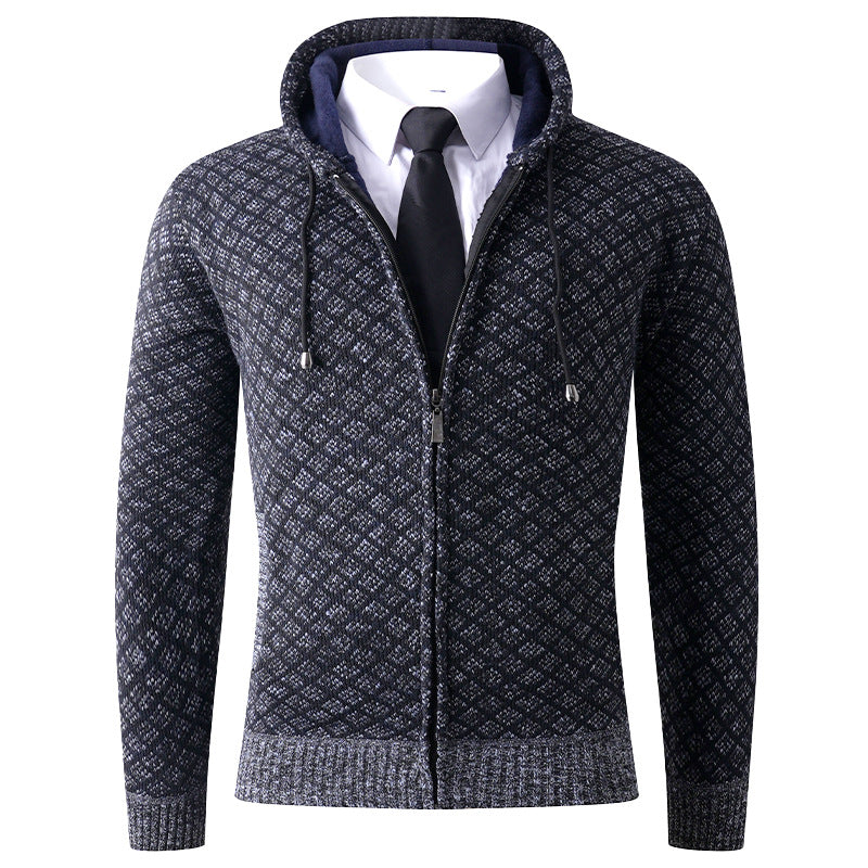 Herren elegante Kapuzenjacke mit strukturiertem Muster Echoarchiv