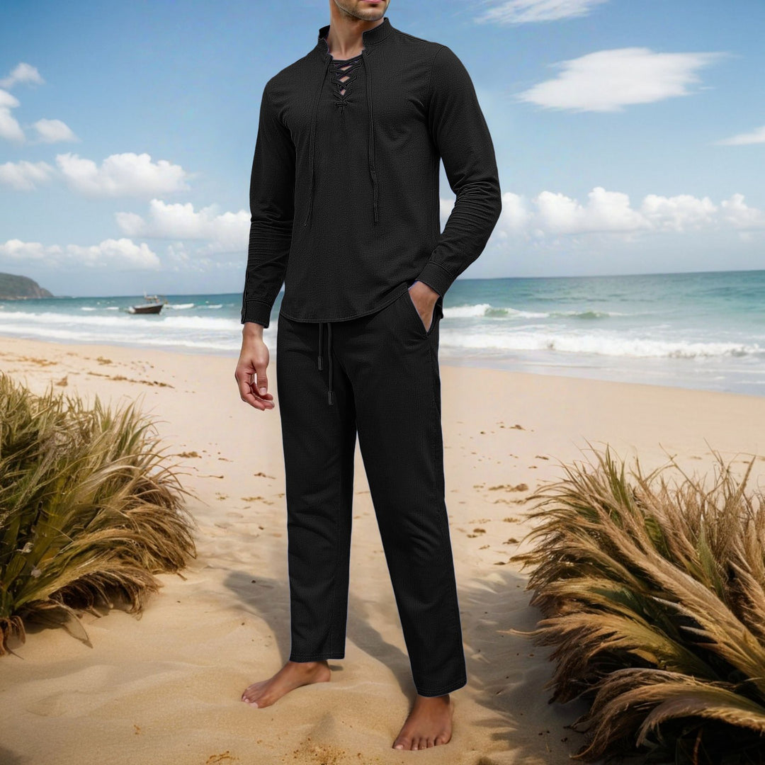 Herren Elegantes Freizeit-Set mit atmungsaktivem Oberteil und bequemen Hosen Echoarchiv