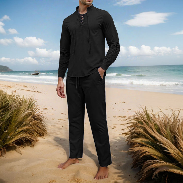 Herren Elegantes Freizeit-Set mit atmungsaktivem Oberteil und bequemen Hosen Echoarchiv