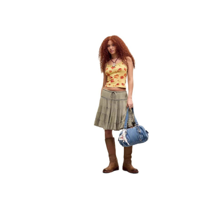 Damen florales Spaghetti-Top mit Spitzenrand Echo Archiv