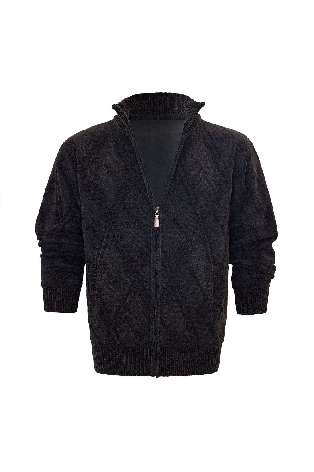 Herren Fleece-Jacke mit strukturierter Oberfläche und hohem Kragen – Taviero