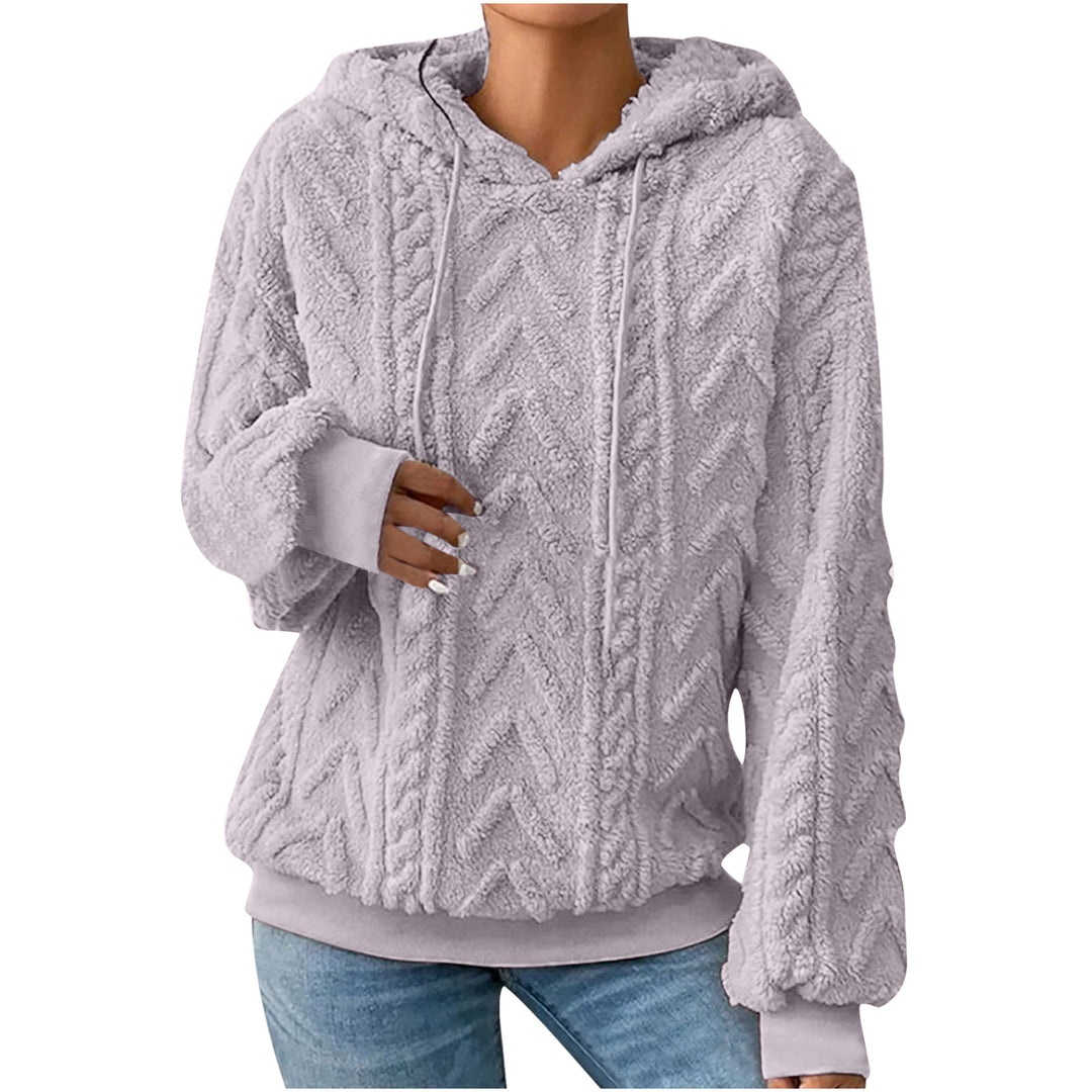Damen nan kuscheliger Kapuzenpullover mit Zopfmuster Eingrifftaschen und Rippbündchen Echo Archiv