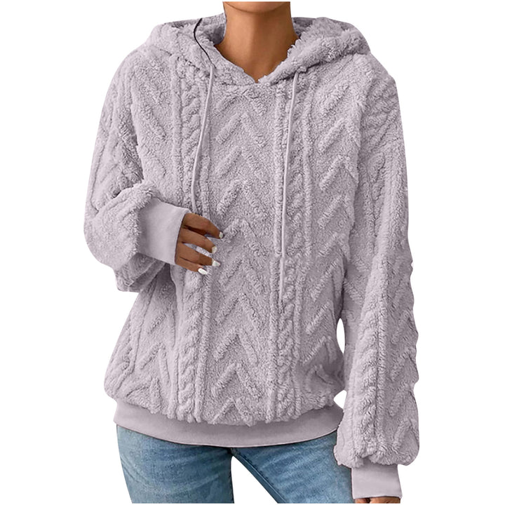 Damen nan kuscheliger Kapuzenpullover mit Zopfmuster Eingrifftaschen und Rippbündchen Echo Archiv