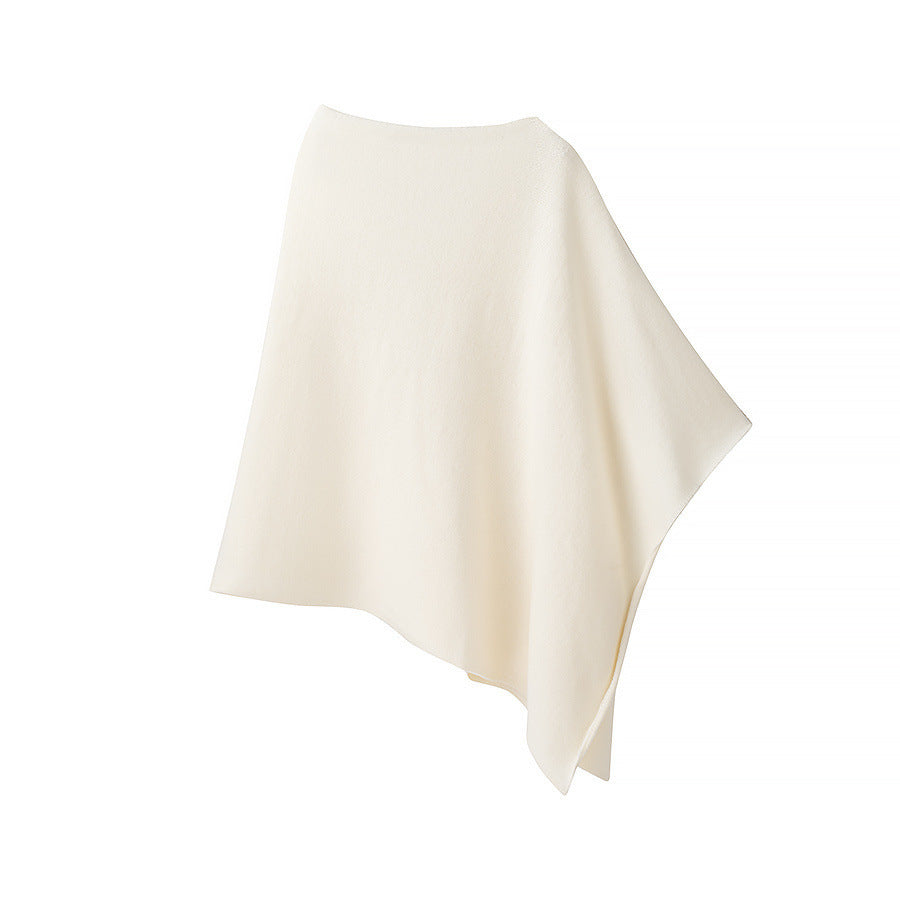 Damen Leichter Strickponcho mit asymmetrischem Saum und U-Boot-Ausschnitt Echo Archiv