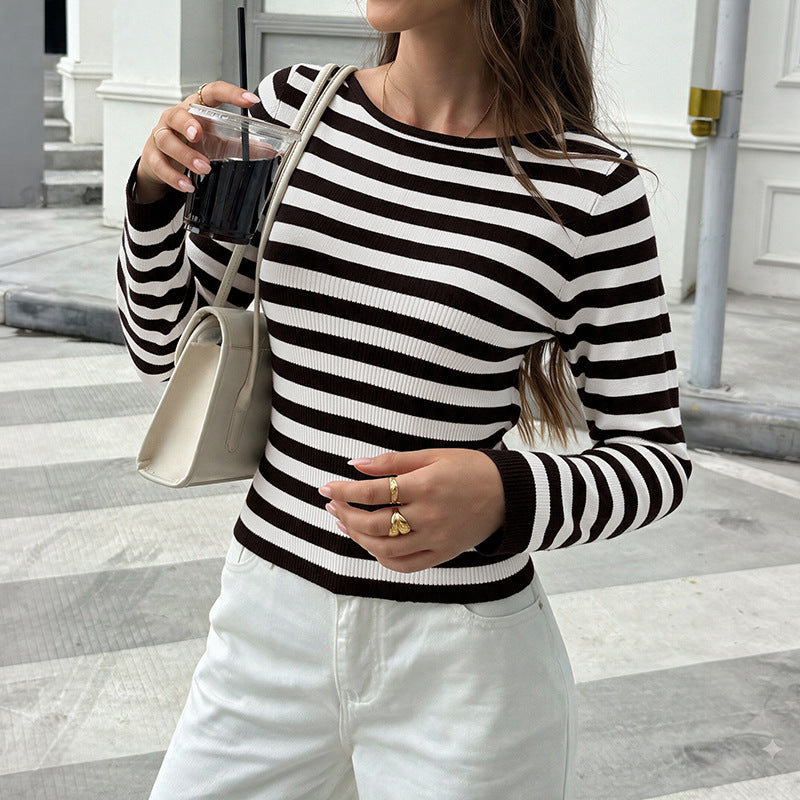 Damen Lässiger Langarm-Pullover im modernen Streifenlook Echo Archiv