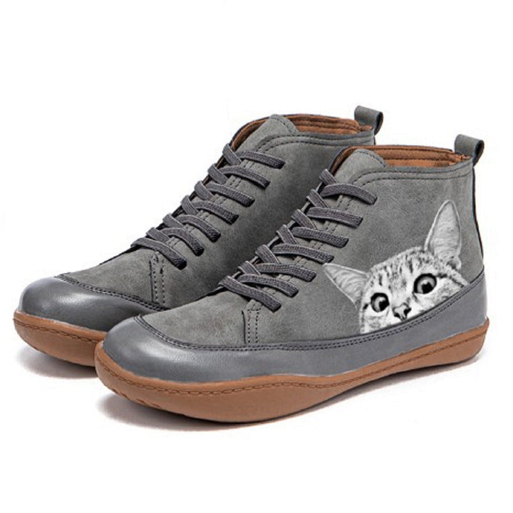 Damen High-Top Sneakers mit künstlerischem Katzenmotiv und bequemer Sohle Echo Archiv