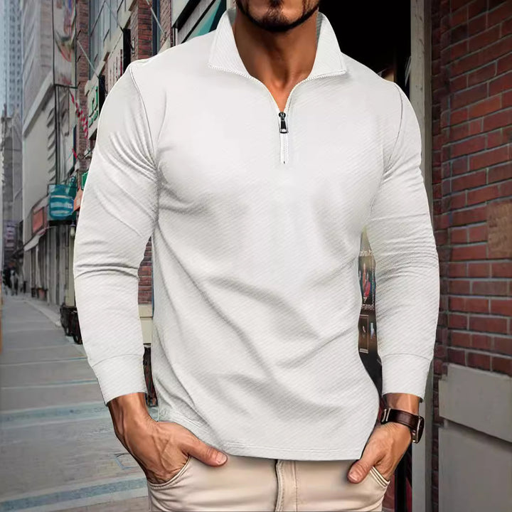 Herren Sportliches Langarmshirt mit Reißverschluss und lässigem Schnitt Echoarchiv