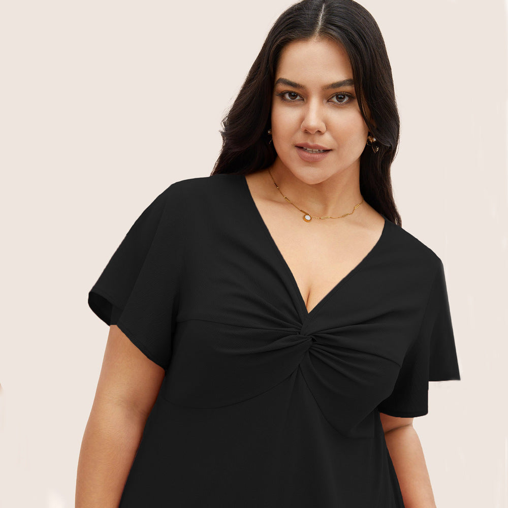Damen Elegant geschnittenes Midikleid mit Knotendetail und kurzen Ärmeln Echo Archiv