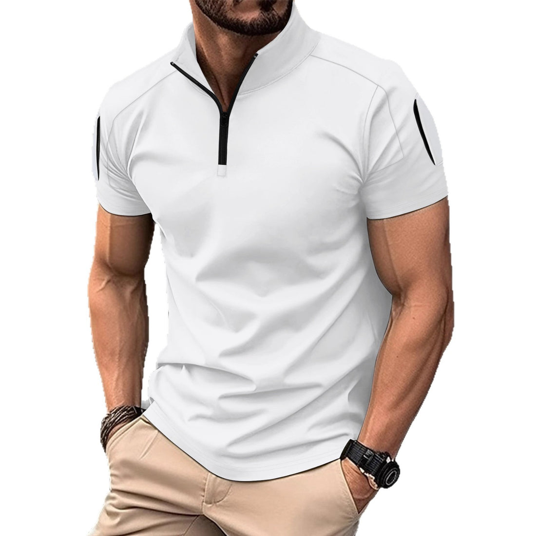 Herren Sportliches Kurzarm-Zip-Hemd – Marzano