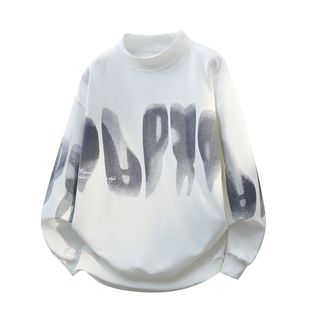 Unisex Oversize-Rundhals-Sweatshirt mit Stehkragen, abstraktem Print & gerippten Bündchen Echoarchiv