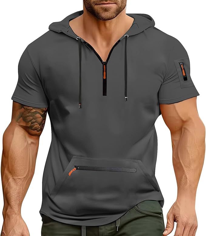 Herren Kurzarm Hoodie mit Reißverschluss Echoarchiv