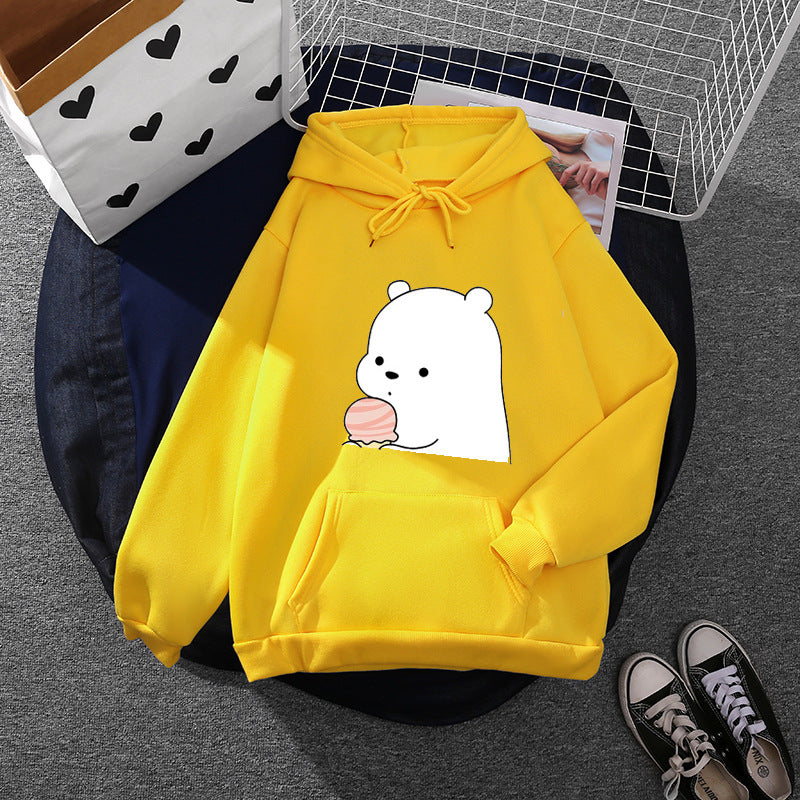 Damen oversized Kapuzenpullover im Streetstyle mit weichem Fleece-Innenfutter, Kängurutasche und farbenfrohem Cartoon-Katzen-Planet-Print – Auréline