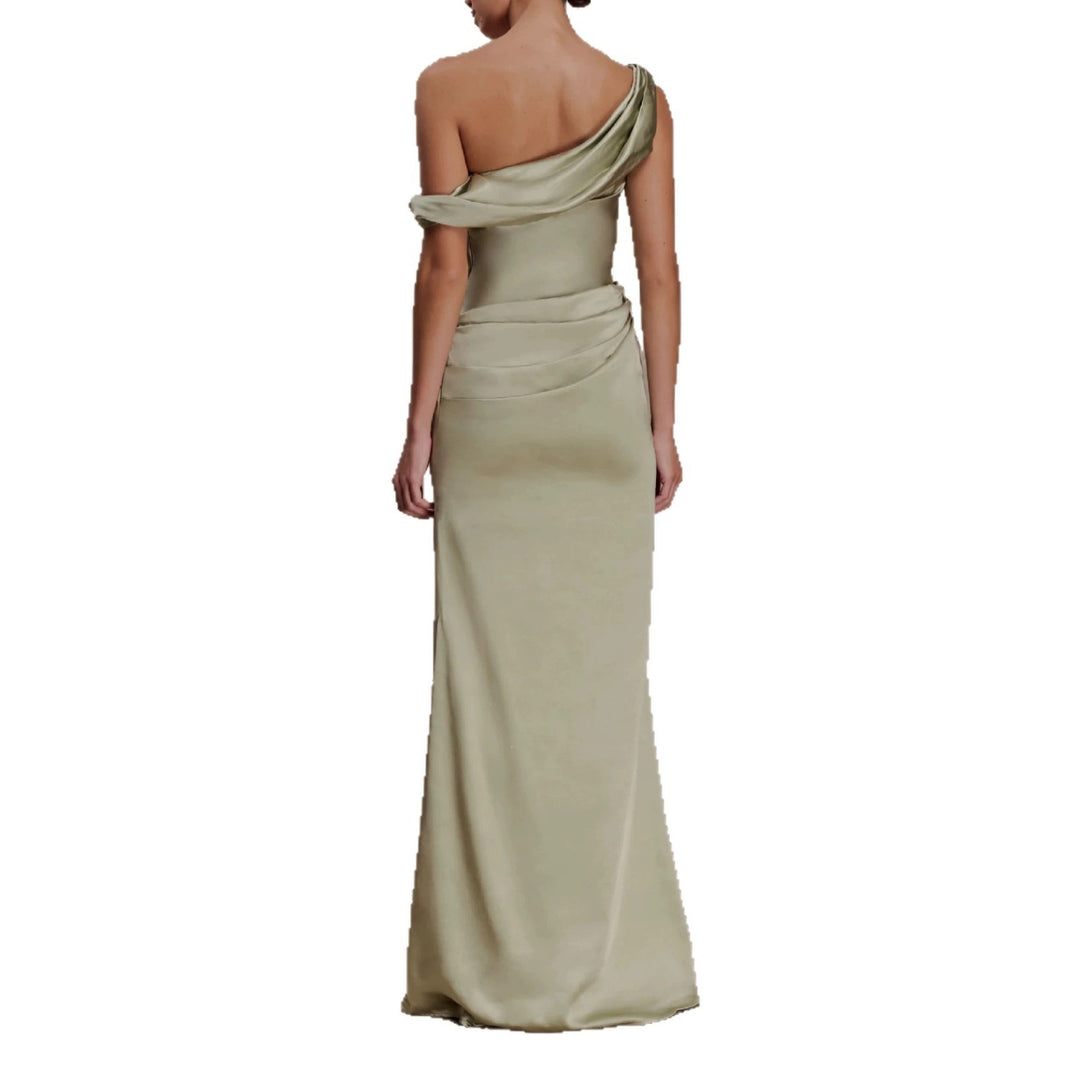 Damen Elegantes asymmetrisches Maxikleid mit raffinierter Drapierung Echo Archiv