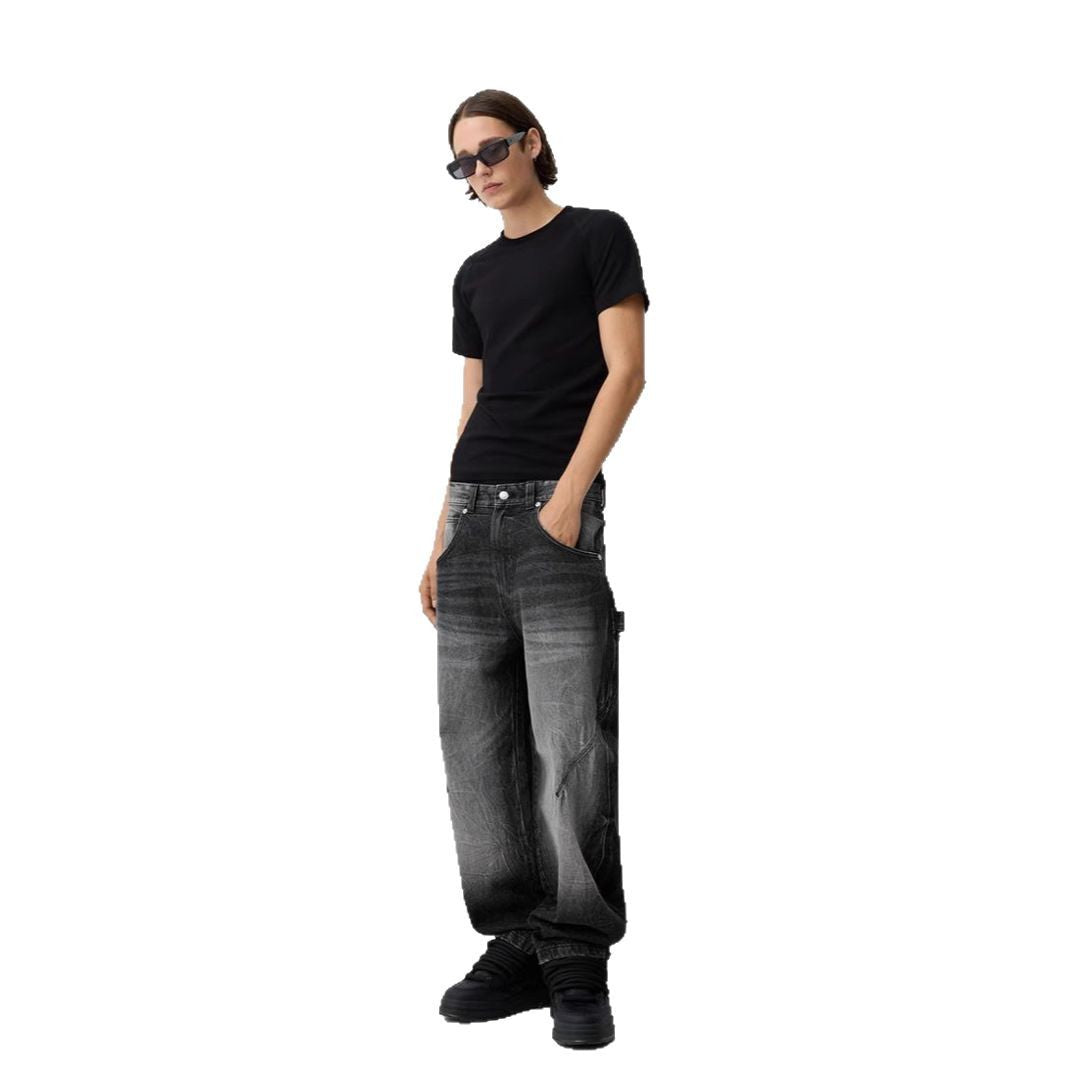 Herren nan lockere Carpenter-Jeans mit weitem Bein, tiefem Schritt und stonewashed Used-Optik Echo Archiv