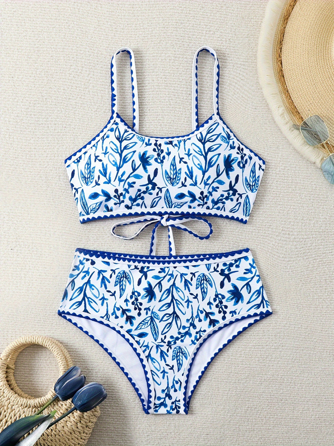 Damen Hochtailliertes Bikiniset mit floralem Design Echo Archiv