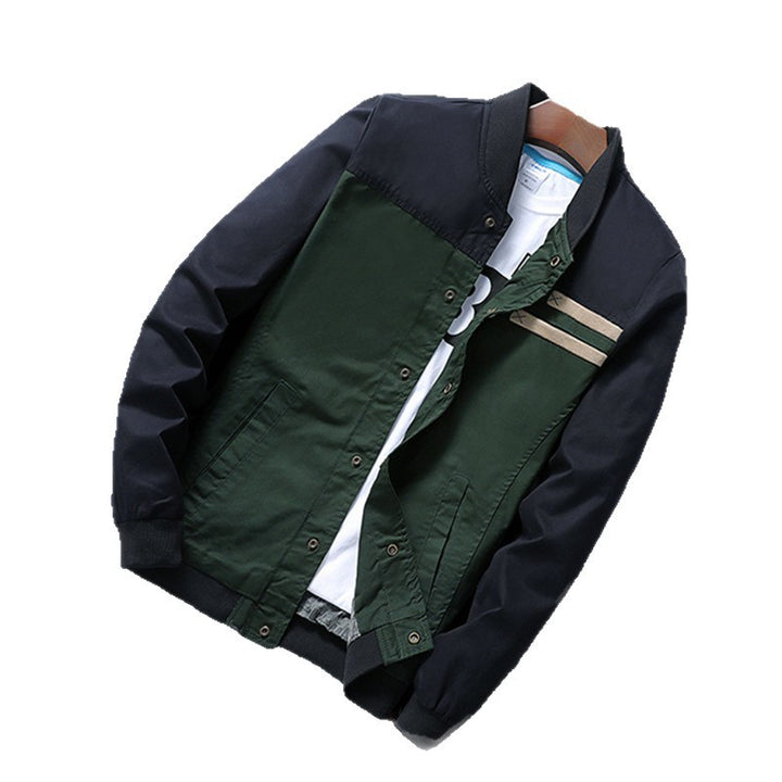 Herren zweifarbige Baumwoll-Twill Bomberjacke mit Druckknopfverschluss und gerippten Bündchen Echoarchiv