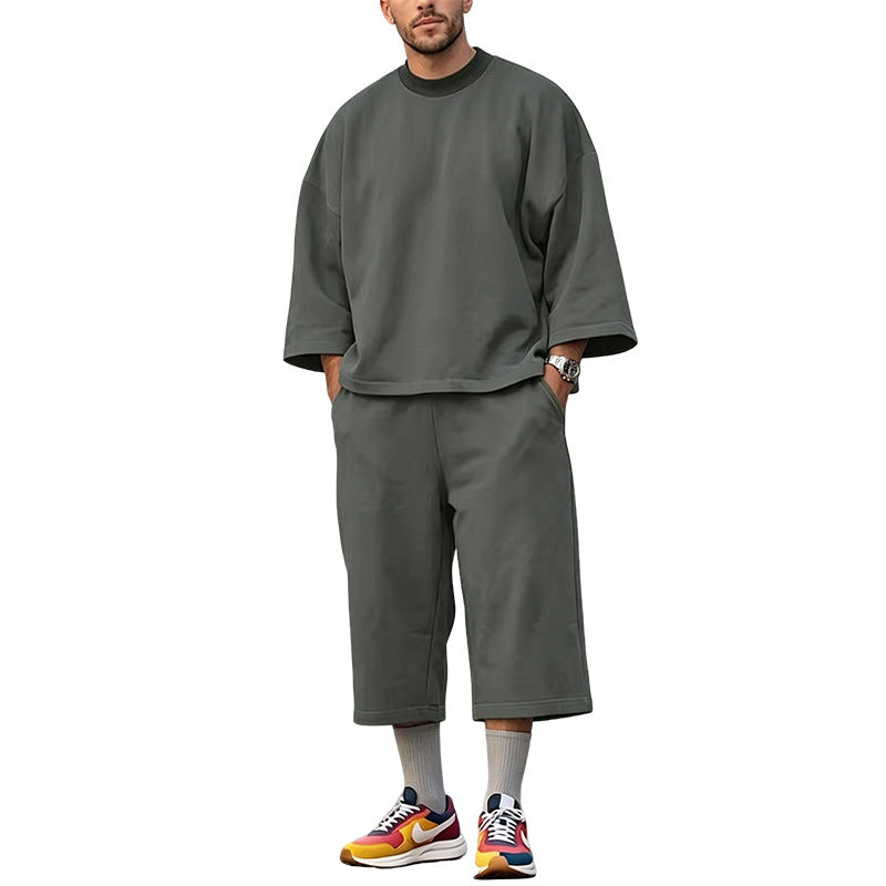Damen Weiches Oversize-Lounge-Set mit weiten Fledermausärmeln und elastischer Bundhose Echoarchiv