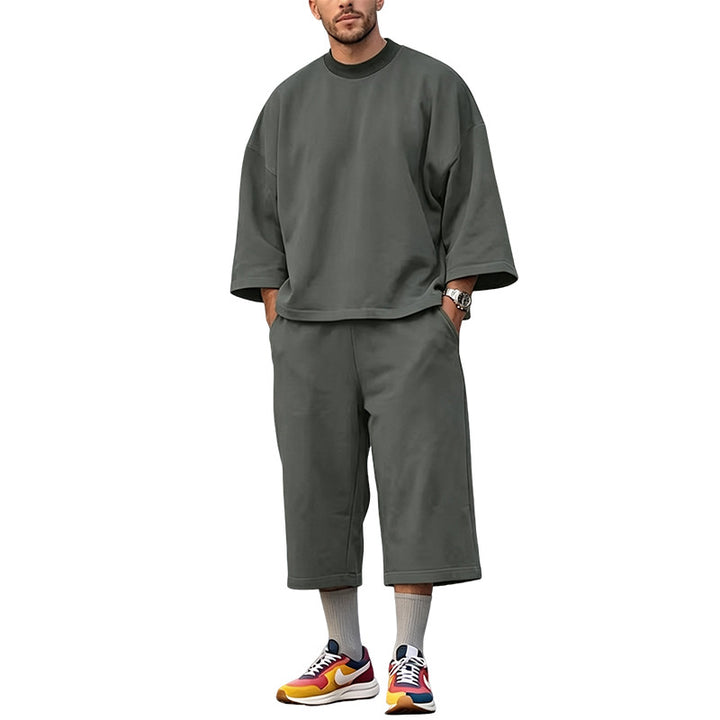 Damen Weiches Oversize-Lounge-Set mit weiten Fledermausärmeln und elastischer Bundhose Echoarchiv