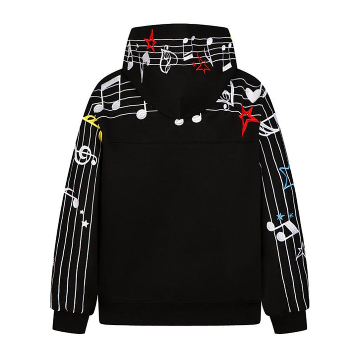 Damen Kapuzen-Sweatshirt mit musikalischem Noten- und Sternprint, relaxed Fit Echoarchiv