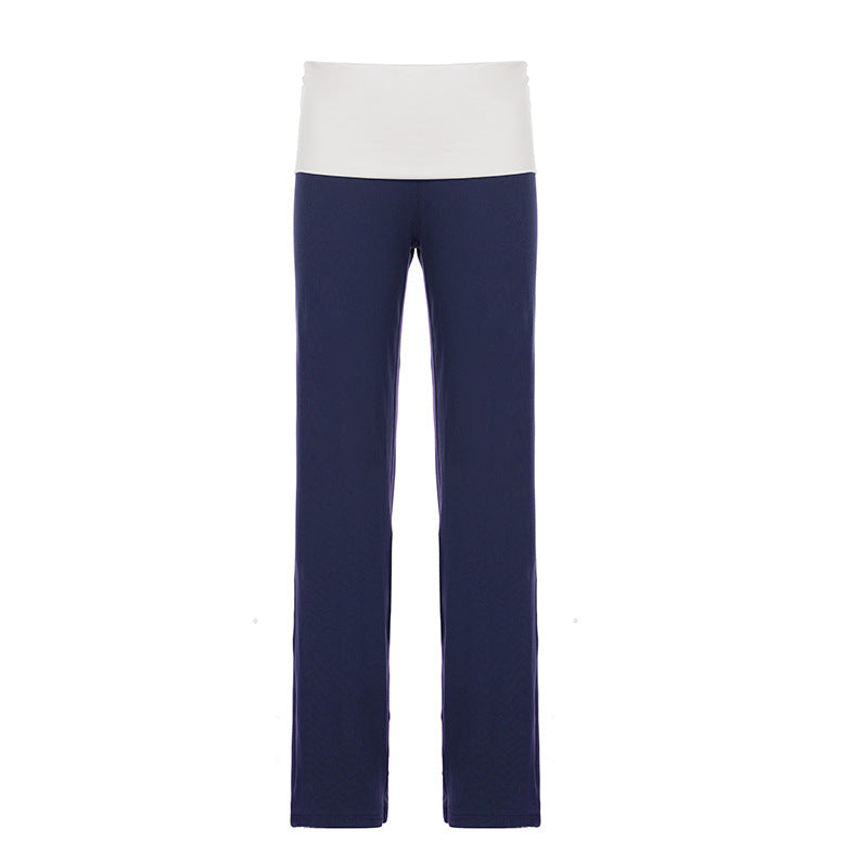 Damen nan weiche Yoga-Loungehose mit umklappbarem Bund und weitem Bein Echo Archiv