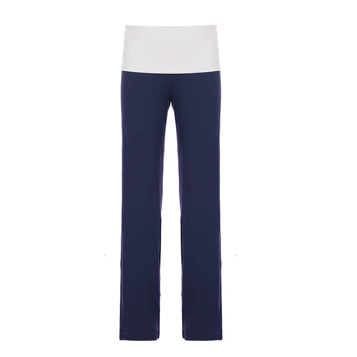 Damen nan weiche Yoga-Loungehose mit umklappbarem Bund und weitem Bein Echo Archiv