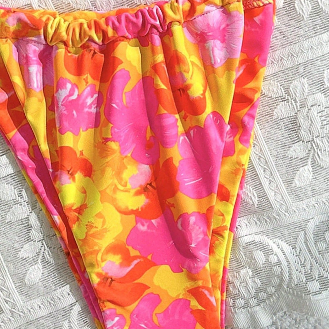 Damen Blütenmuster Triangel-Bikini mit verstellbaren Trägern Echo Archiv