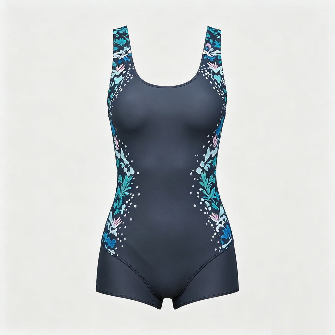 Damen Sportlicher Einteiler Badeanzug mit floralem Design Echo Archiv