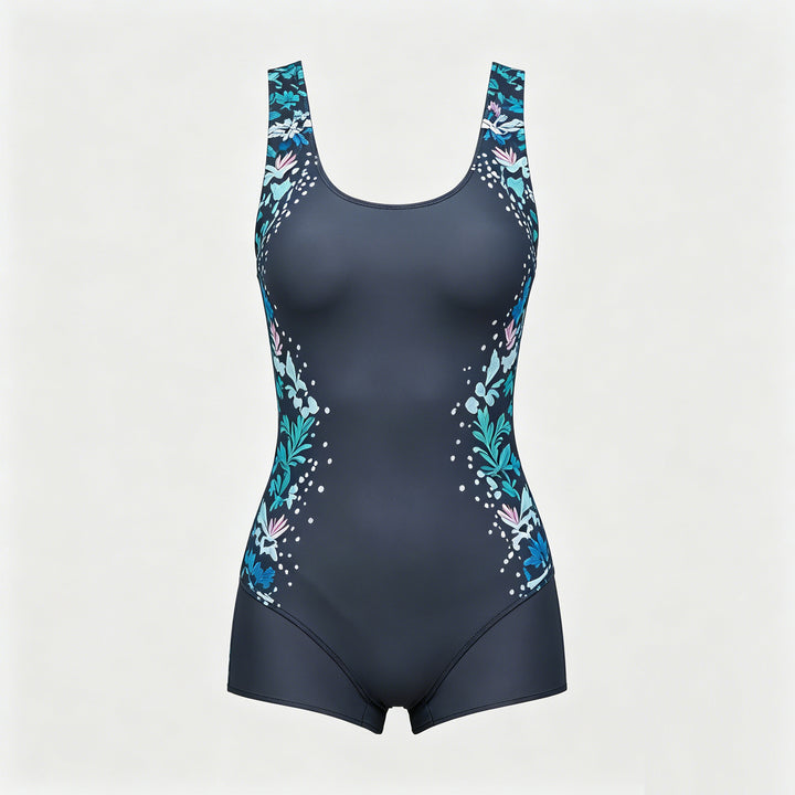 Damen Sportlicher Einteiler Badeanzug mit floralem Design Echo Archiv