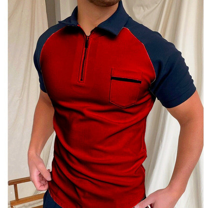 Herren Kurzarm Poloshirt mit funktionalem Reißverschluss und Brusttasche Echoarchiv