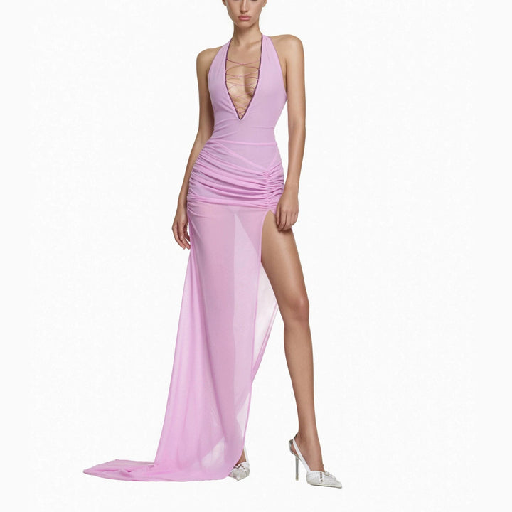 Damen Elegantes Wickelkleid mit tiefem V-Ausschnitt und Raffungen Echo Archiv
