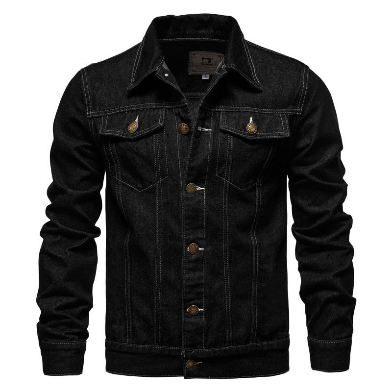 Herren nan taillierte Jeansjacke mit Brusttaschen, durchgehender Knopfleiste und Kontrastnähten Echo Archiv