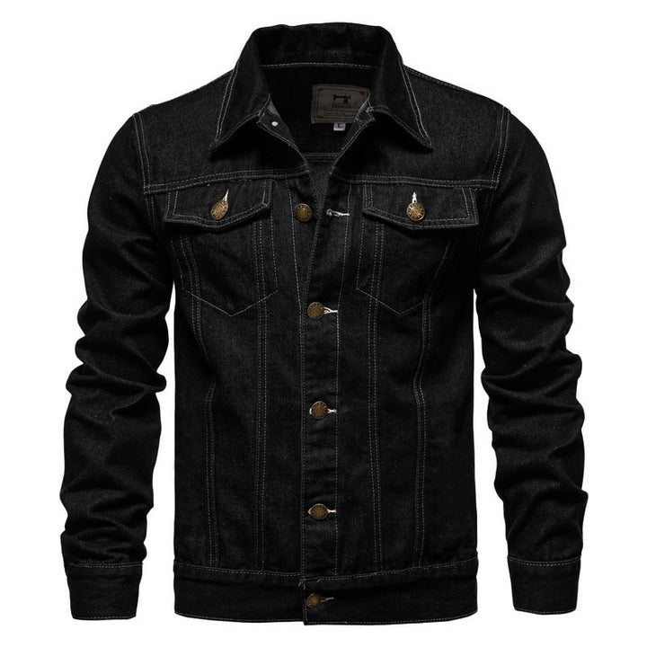 Herren nan taillierte Jeansjacke mit Brusttaschen, durchgehender Knopfleiste und Kontrastnähten Echo Archiv