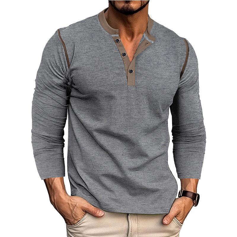 Herren Langarm-Hemd mit modischem Henley-Ausschnitt Echoarchiv